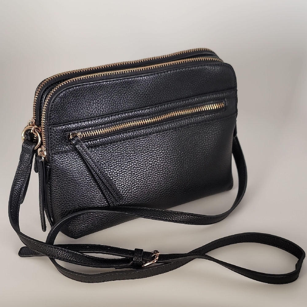 Clarks Black Crossbody Bag with Gold Accents